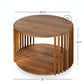ROUND SLATTED WOODEN COFFEE TABLE WITH LOWER SHELF
