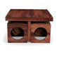 WOODEN COFFEE TABLE WITH STORAGE CUBE STOOLS SET