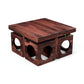 WOODEN COFFEE TABLE WITH STORAGE CUBE STOOLS SET
