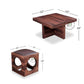 WOODEN COFFEE TABLE WITH STORAGE CUBE STOOLS SET
