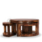 ROUND SOLID WOOD COFFEE TABLE WITH OPEN STORAGE