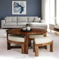 ROUND COFFEE TABLE WITH CUSHIONED STOOLS SET
