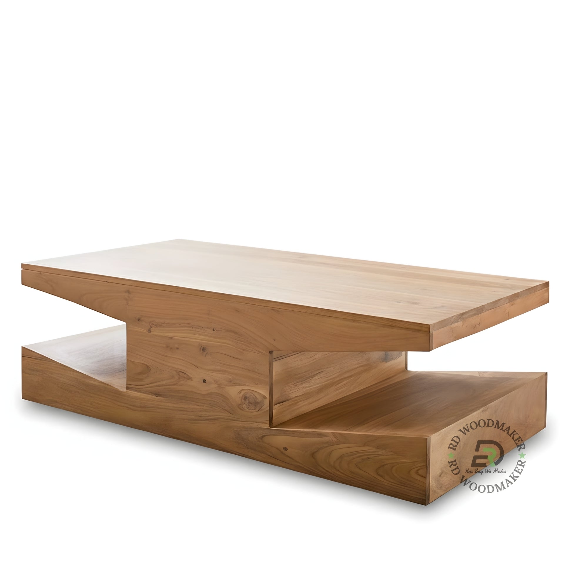 MODERN LOW PROFILE WOODEN COFFEE TABLE WITH OPEN BASE