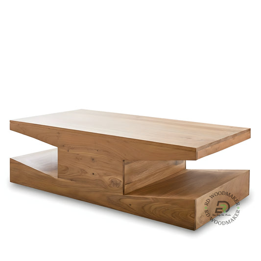 MODERN LOW PROFILE WOODEN COFFEE TABLE WITH OPEN BASE
