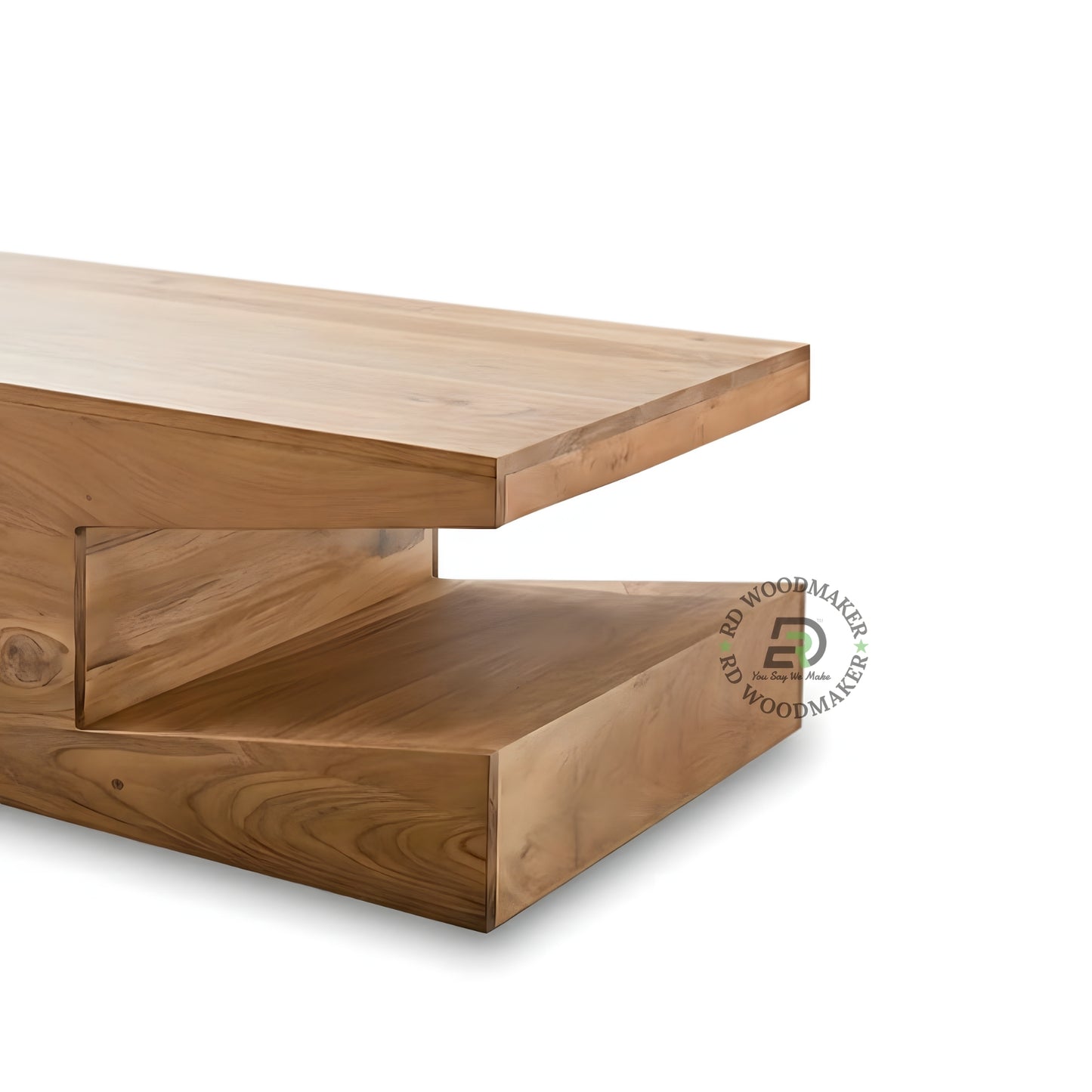 MODERN LOW PROFILE WOODEN COFFEE TABLE WITH OPEN BASE