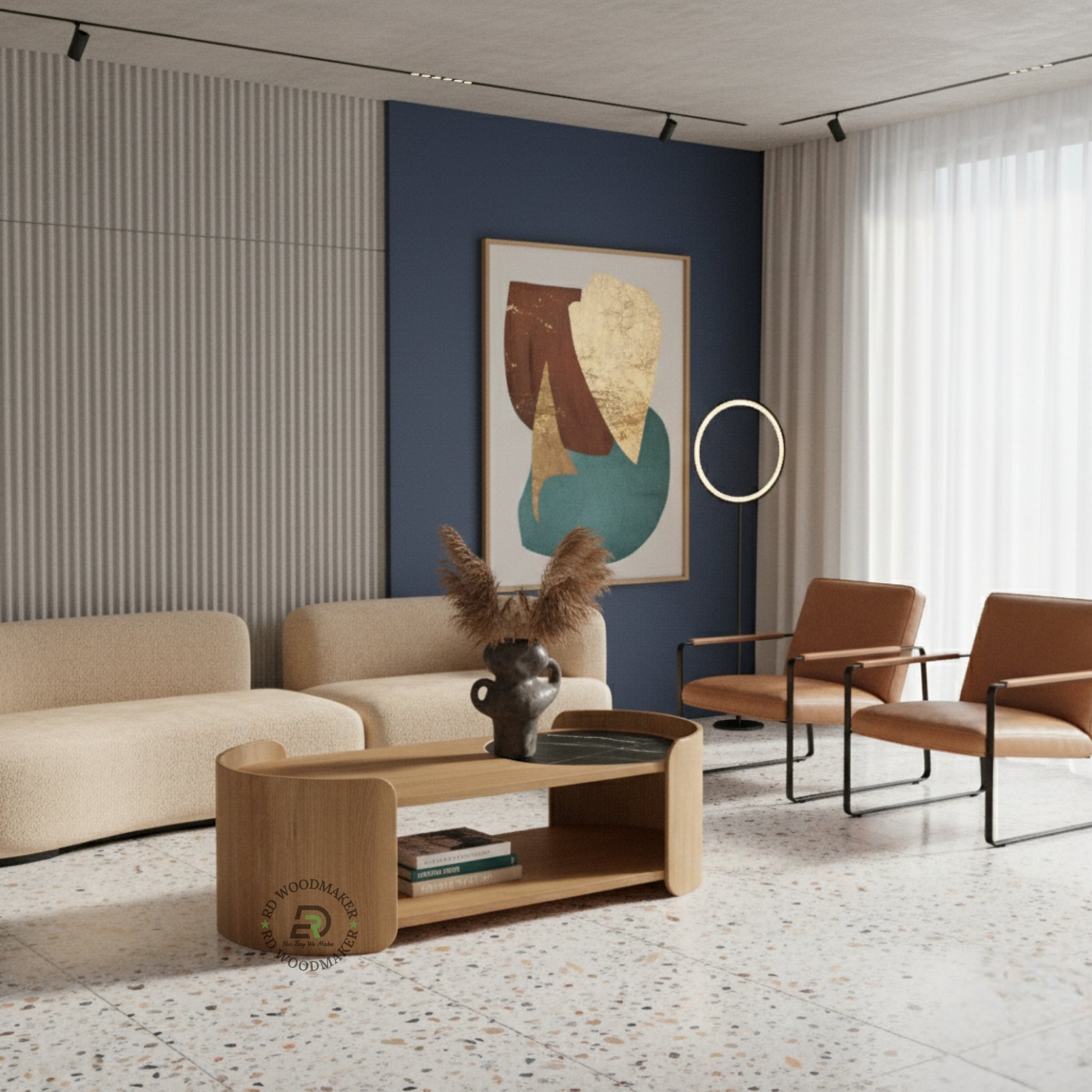 AURORA CURVE MARBLE TOP COFFEE TABLE