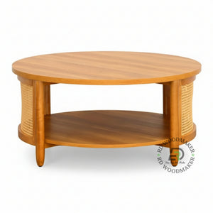 BOHEMIAN STYLE ROUND WOODEN COFFEE TABLE