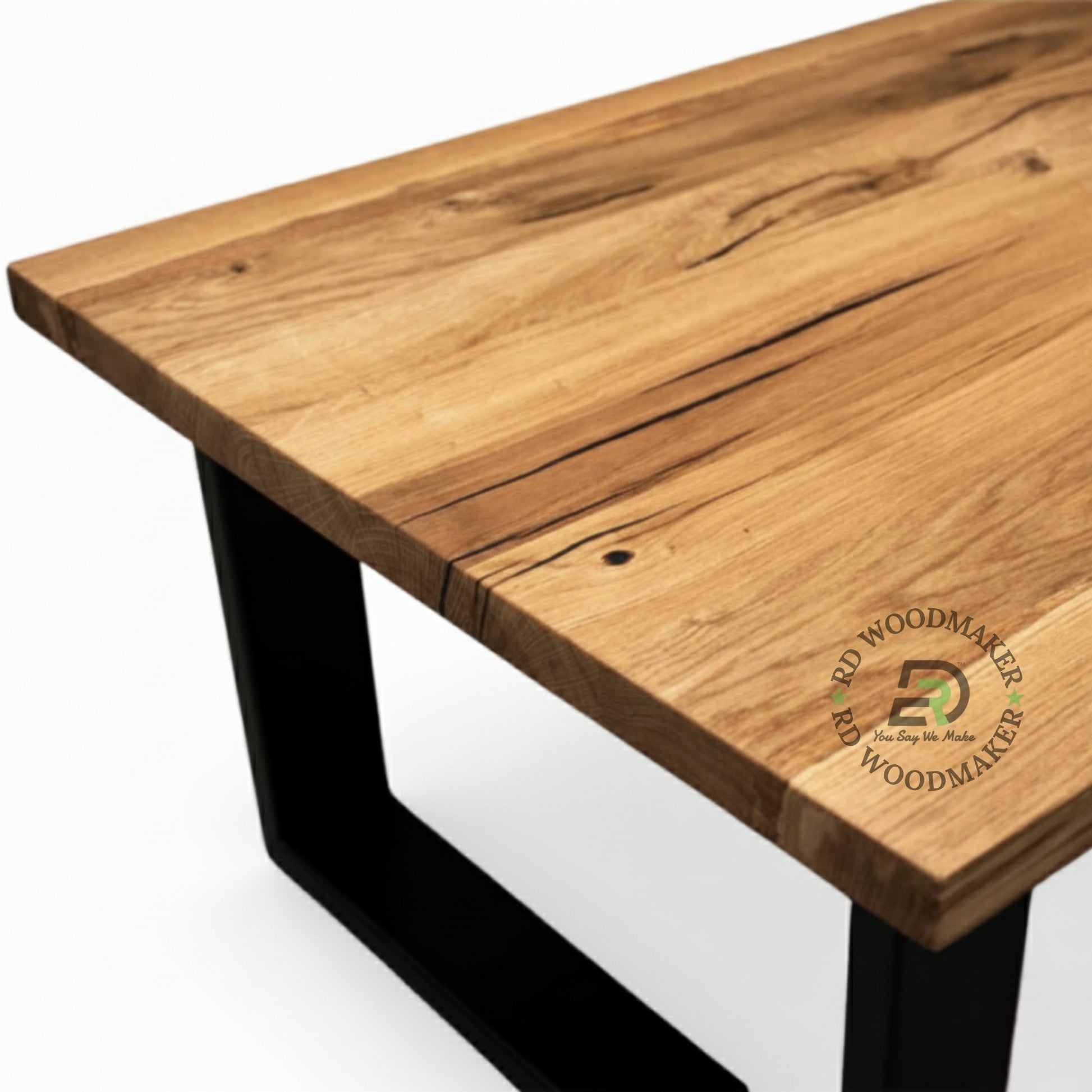 INDUSTRIAL WOODEN COFFEE TABLE WITH METAL LEGS