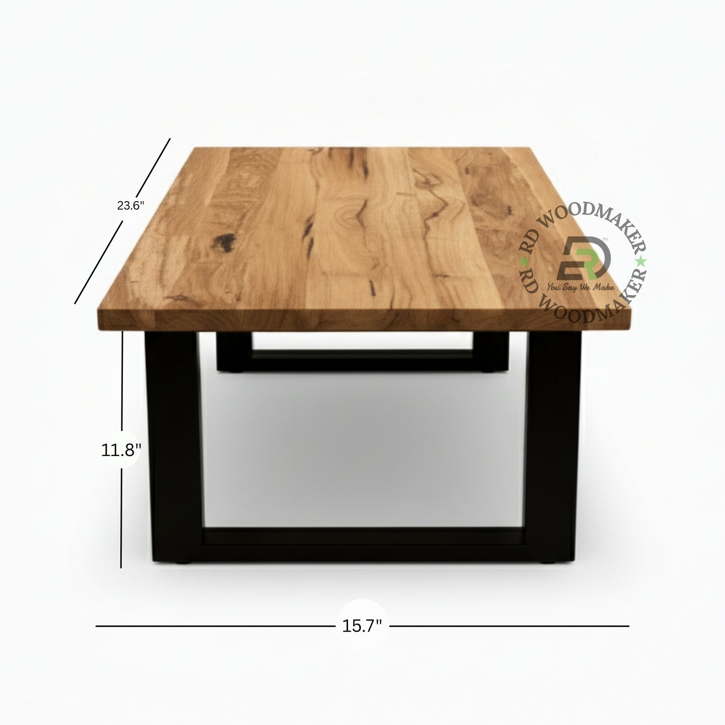 INDUSTRIAL WOODEN COFFEE TABLE WITH METAL LEGS