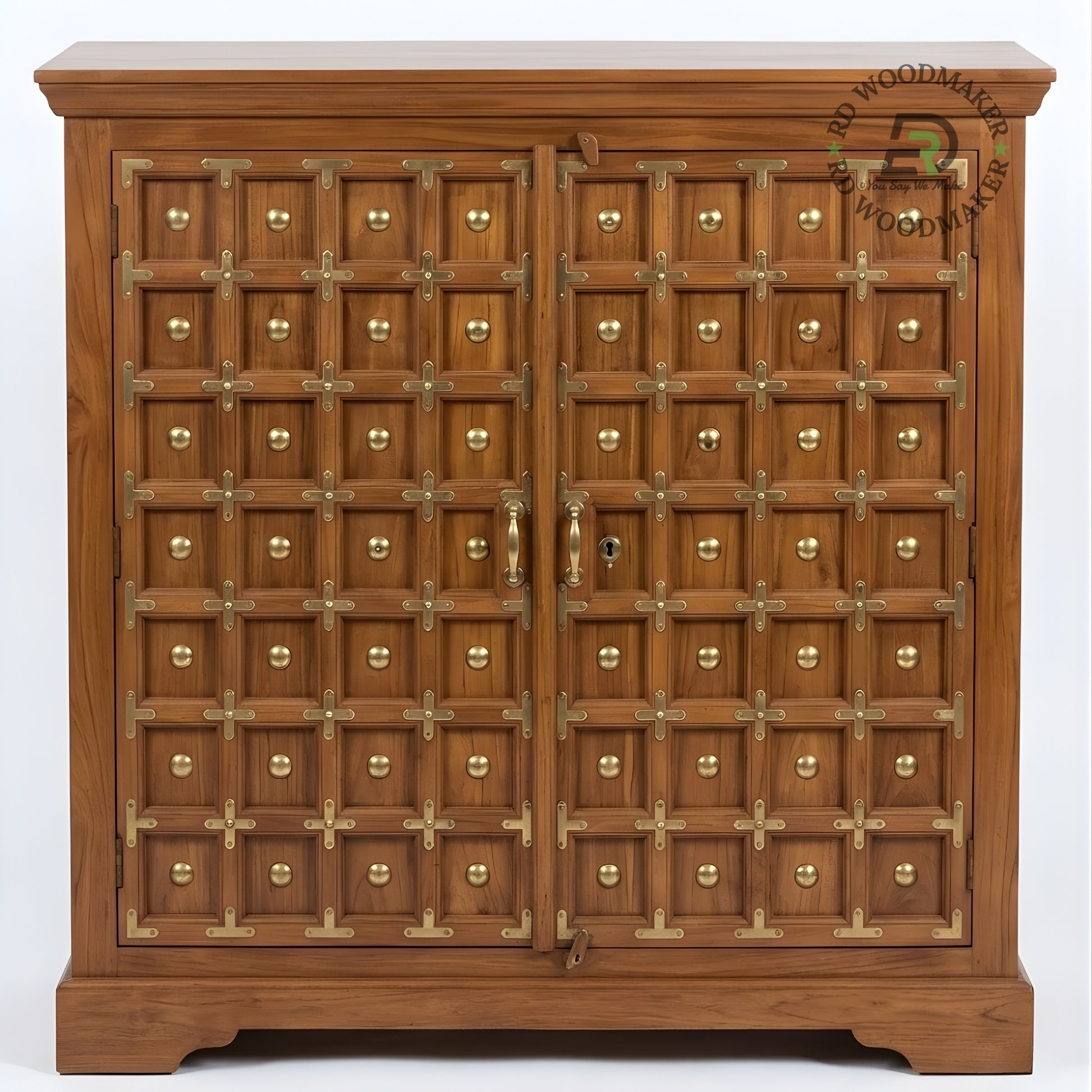 ROYAL BRASS STUDDED WOODEN CABINET