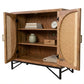 CANE PANEL METAL BASE WOODEN CABINET