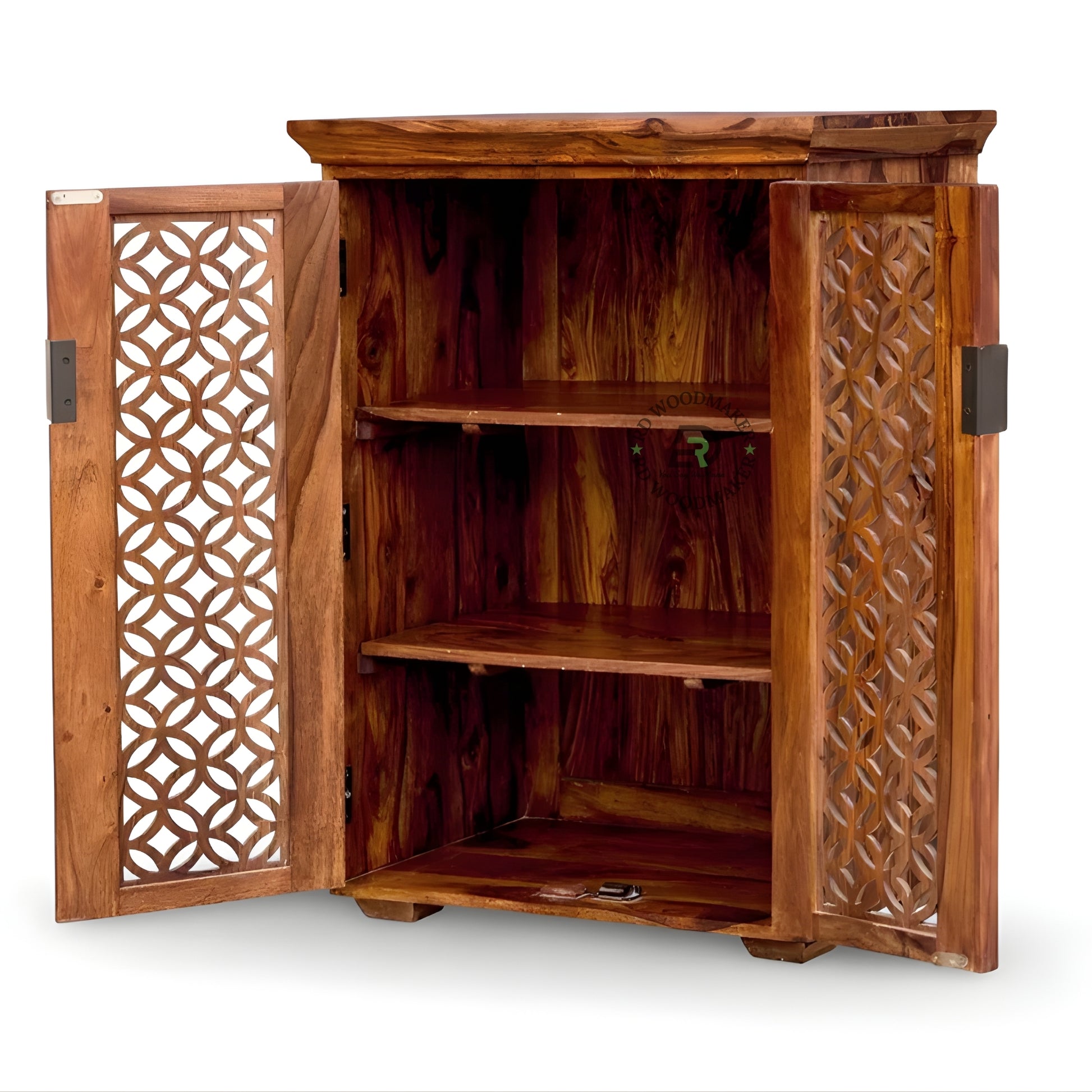HANDCARVED FLORAL PATTERN WOODEN CABINET
