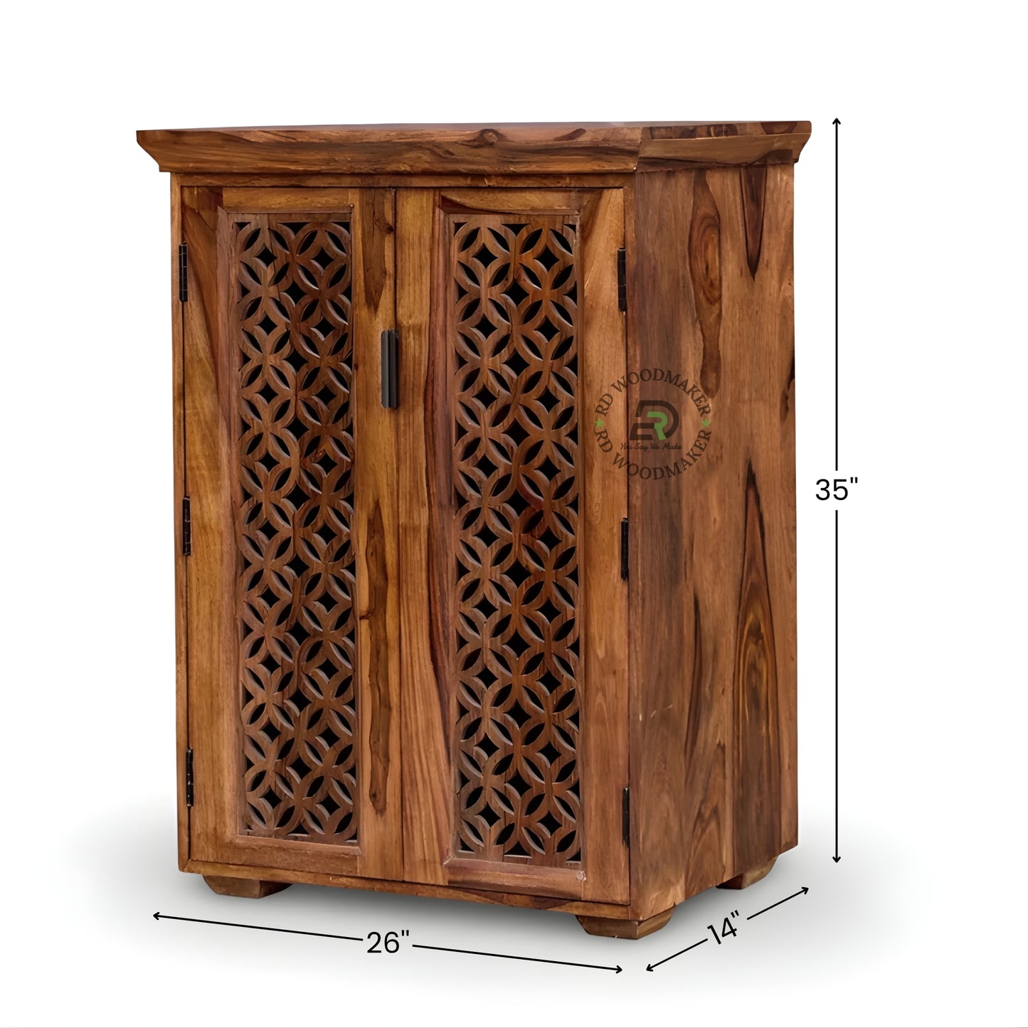 HANDCARVED FLORAL PATTERN WOODEN CABINET