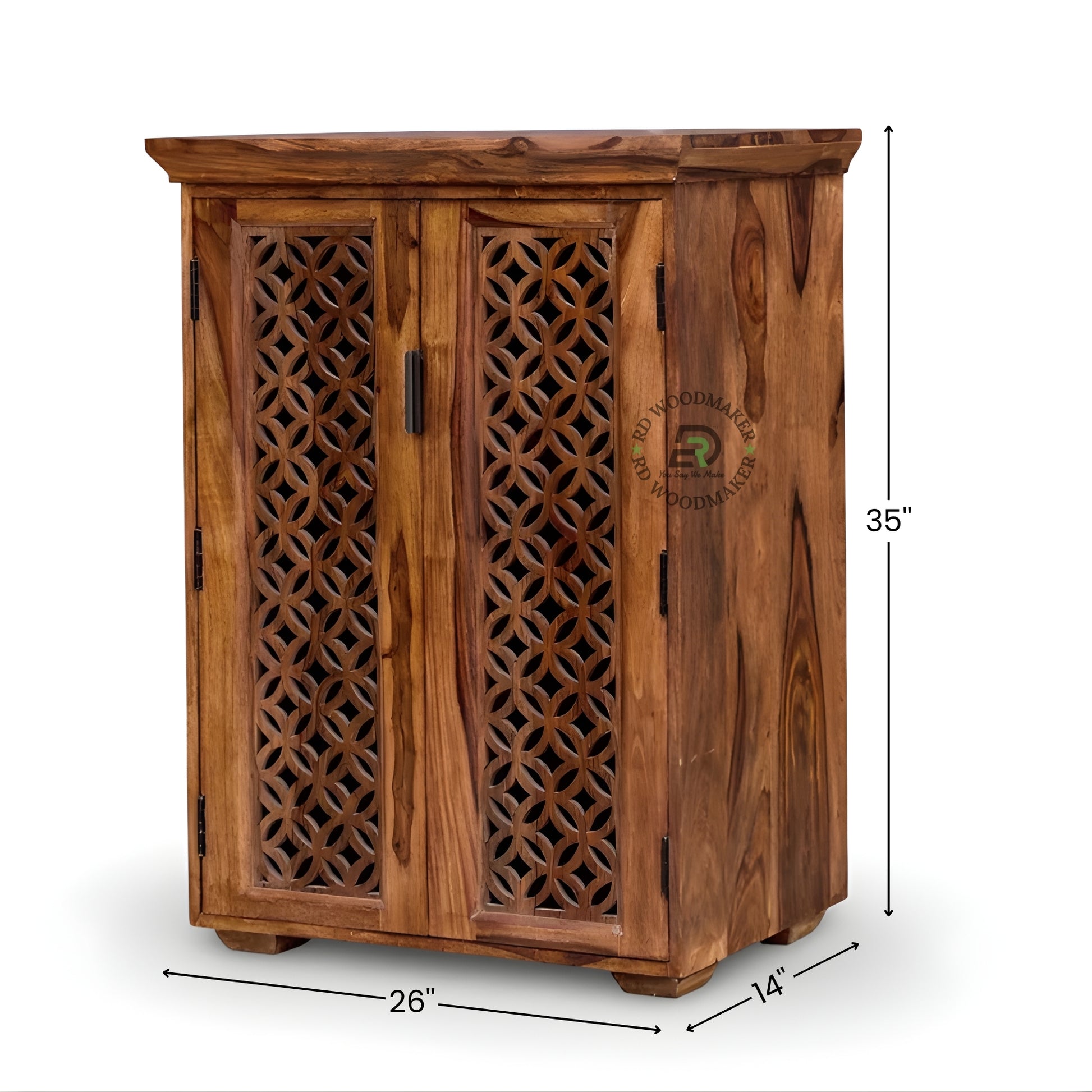 HANDCARVED FLORAL PATTERN WOODEN CABINET