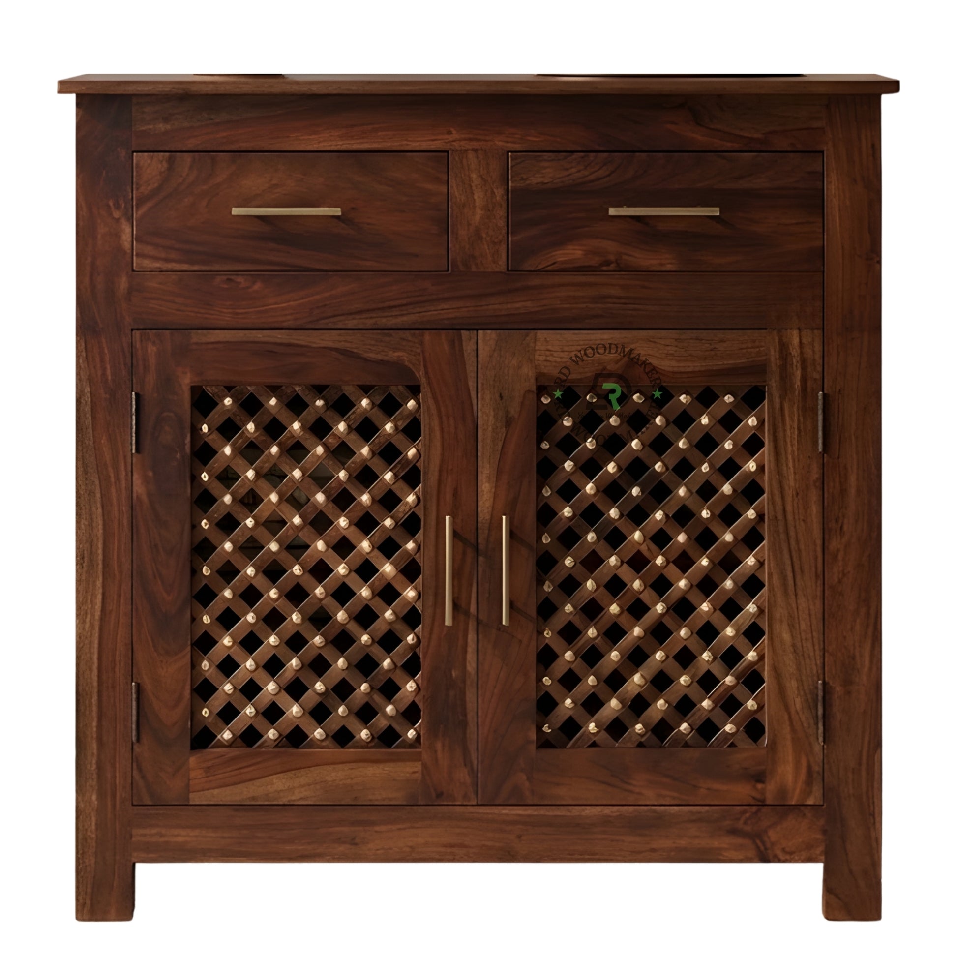 LATTICE FRONT DOUBLE DOOR WOODEN CABINET