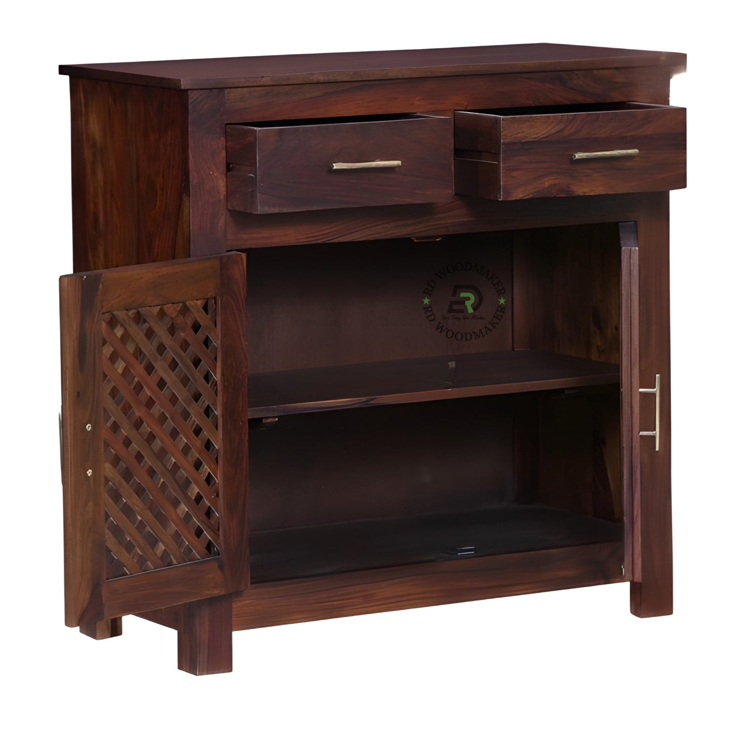 LATTICE FRONT DOUBLE DOOR WOODEN CABINET
