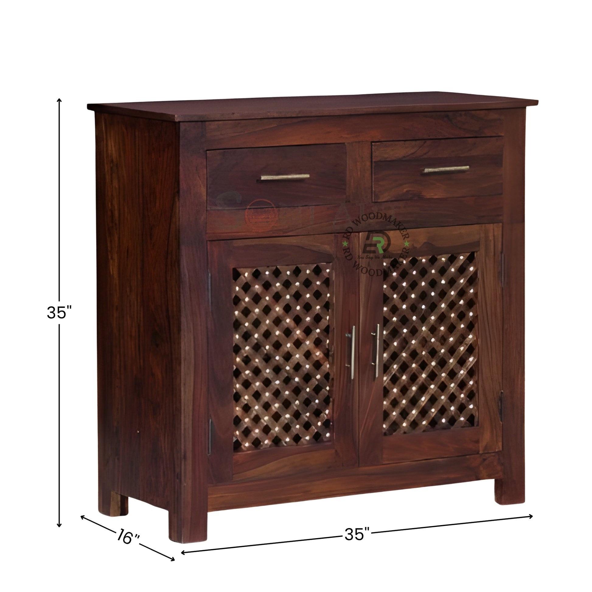LATTICE FRONT DOUBLE DOOR WOODEN CABINET