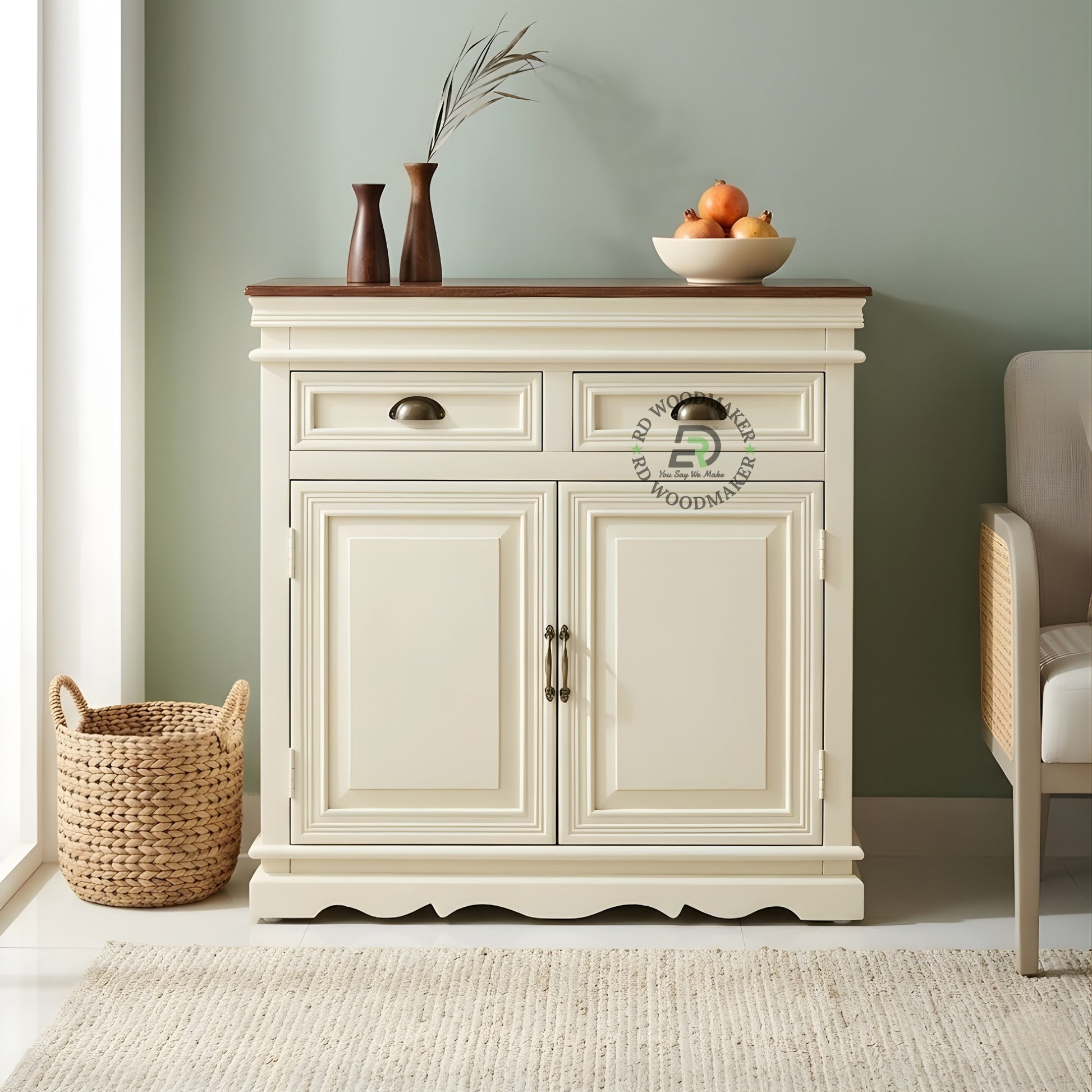 CLASSIC TWO TONE STORAGE WOODEN CABINET