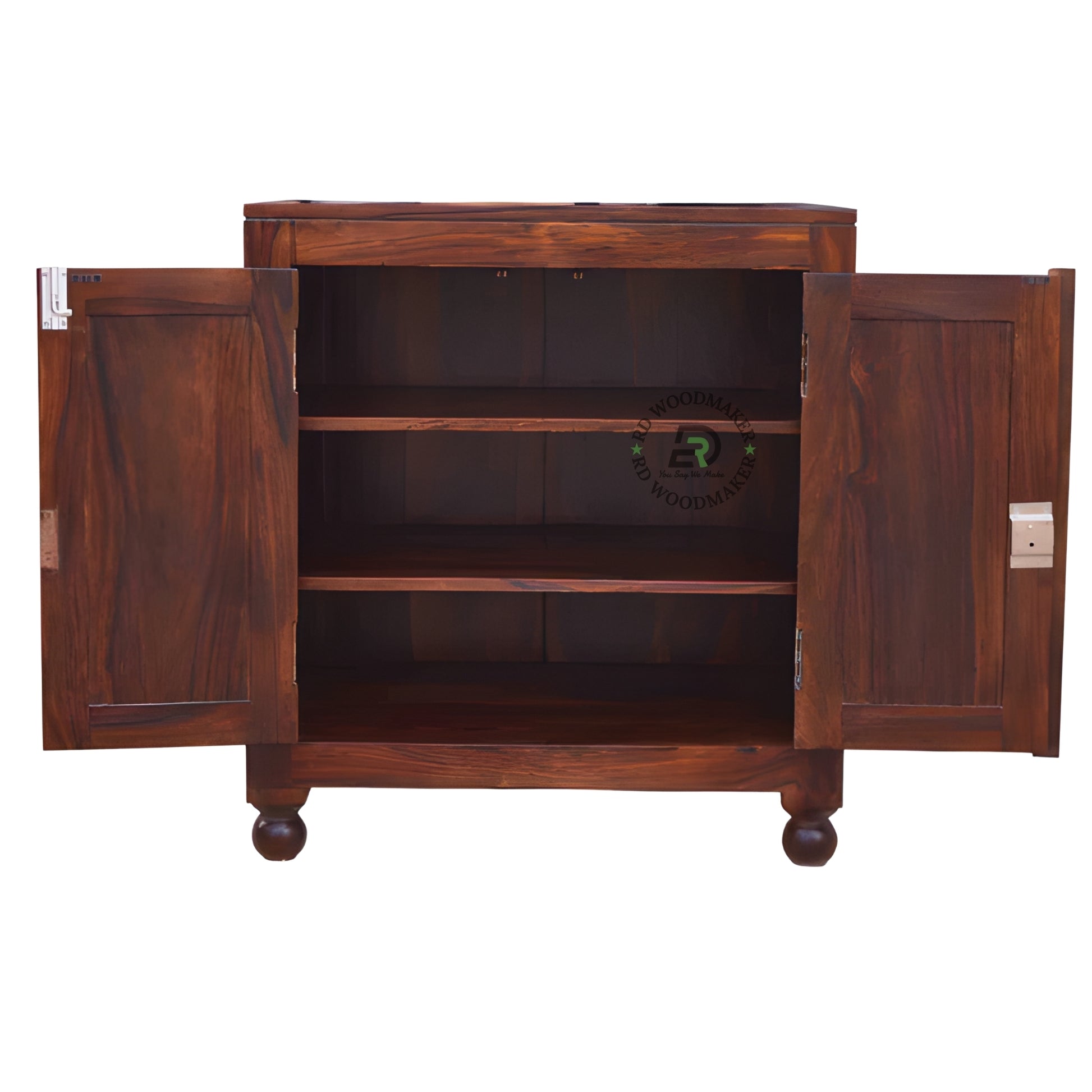 CLASSIC SOLID WOOD DOUBLE DOOR CABINET WITH ROUND FEET