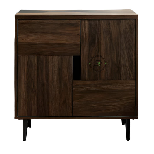 MODERN SLIDING DOOR WOODEN CABINET WITH METAL LEGS