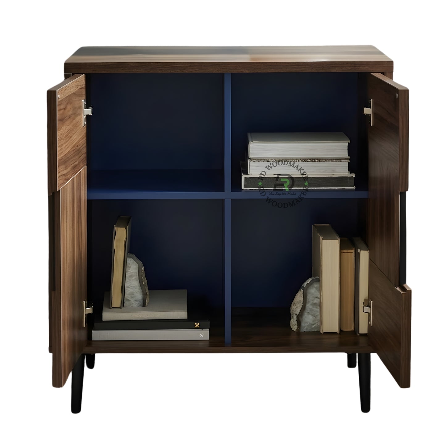 MODERN SLIDING DOOR WOODEN CABINET WITH METAL LEGS