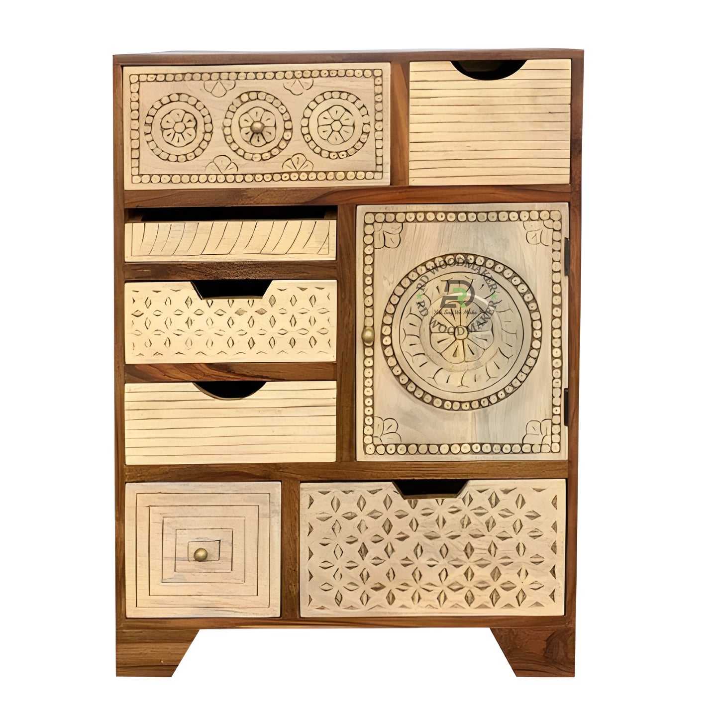HANDCRAFTED MULTI DRAWER CARVED STORAGE CABINET