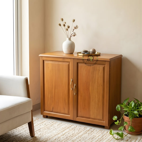 MINIMAL TWO DOOR PLAIN WOOD STORAGE CABINET