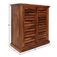 RUSTIC SLATTED WOOD DOUBLE DOOR CABINET