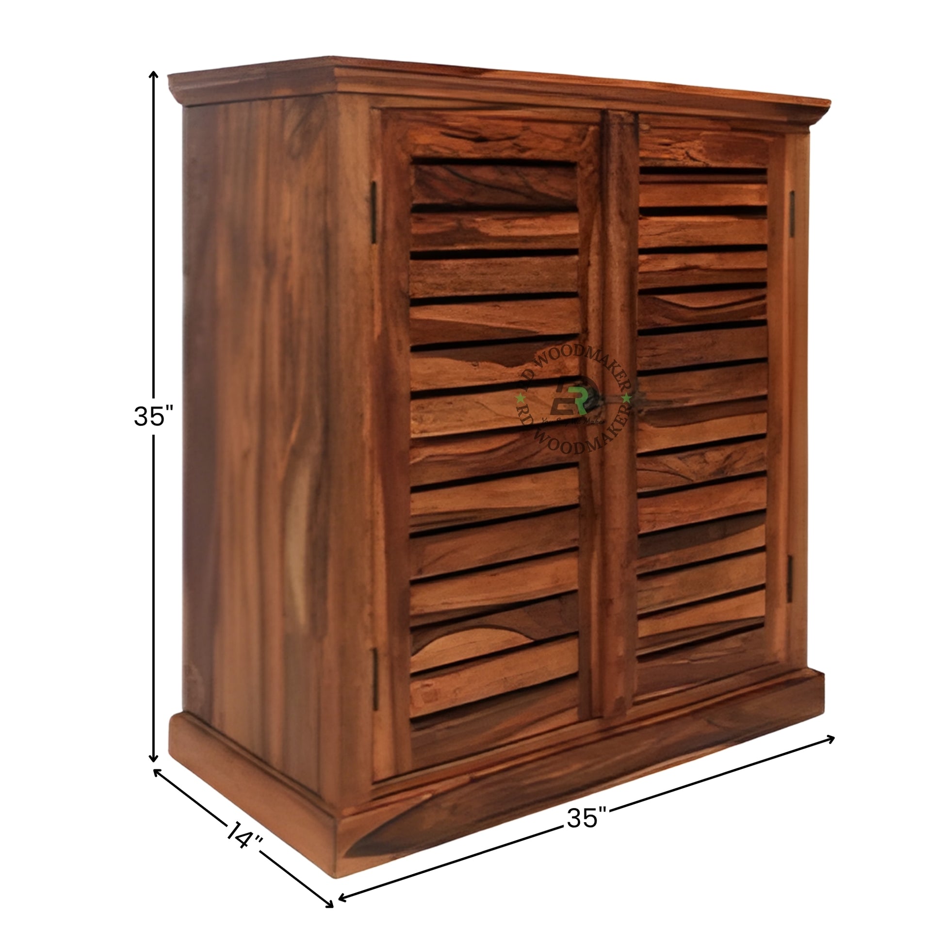 RUSTIC SLATTED WOOD DOUBLE DOOR CABINET