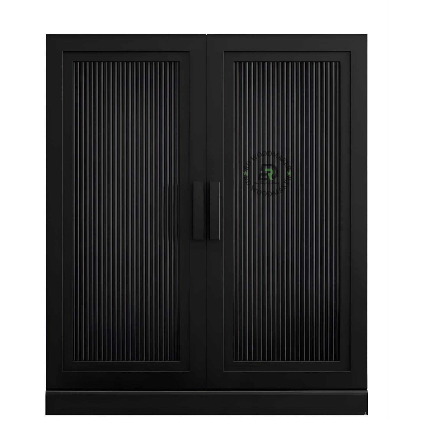 MODERN FLUTED BLACK WOODEN CABINET
