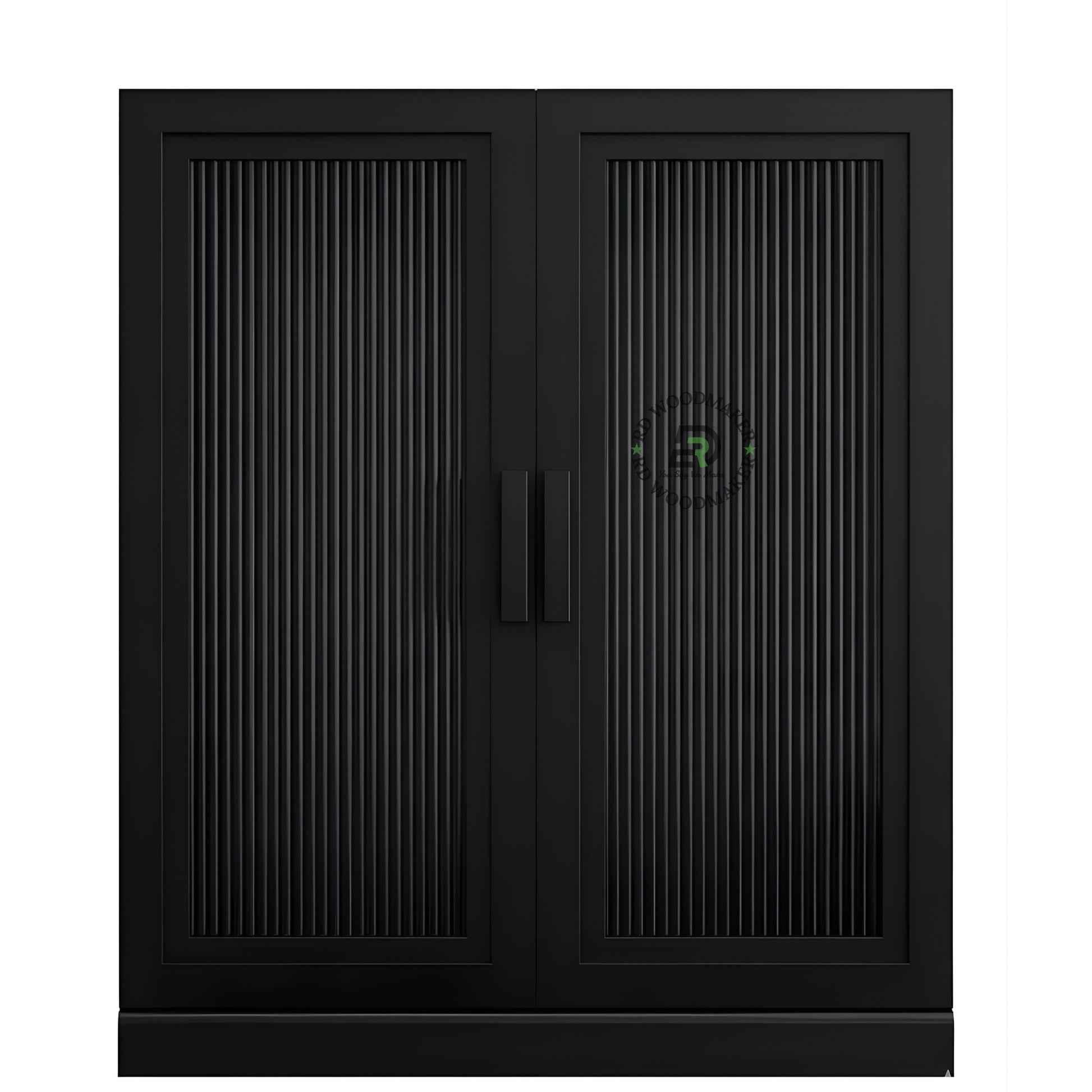 MODERN FLUTED BLACK WOODEN CABINET