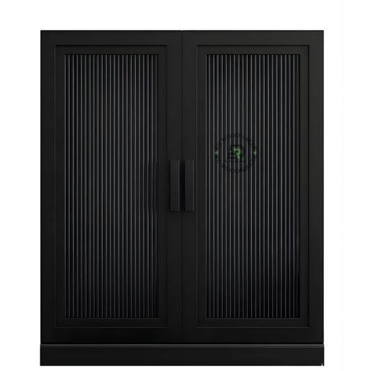 MODERN FLUTED BLACK WOODEN CABINET