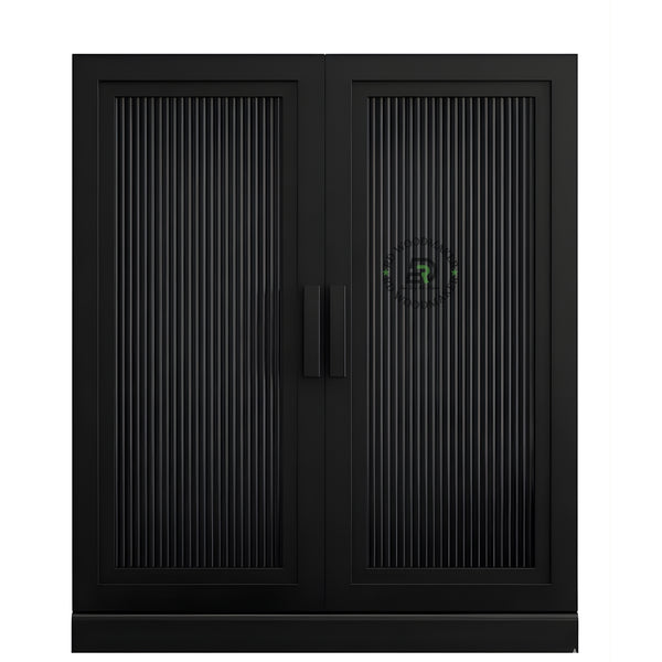 MODERN FLUTED BLACK WOODEN CABINET