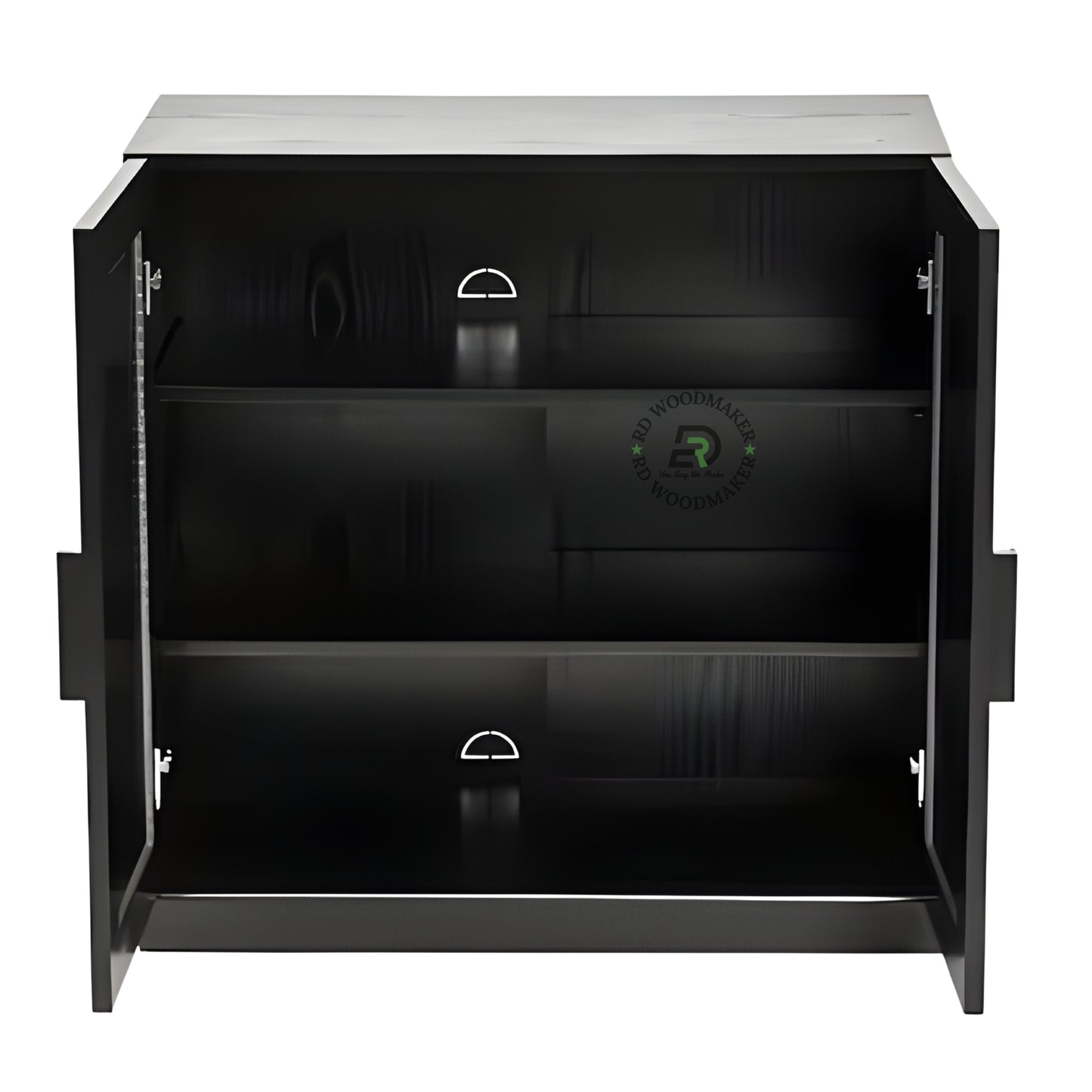 MODERN FLUTED BLACK WOODEN CABINET