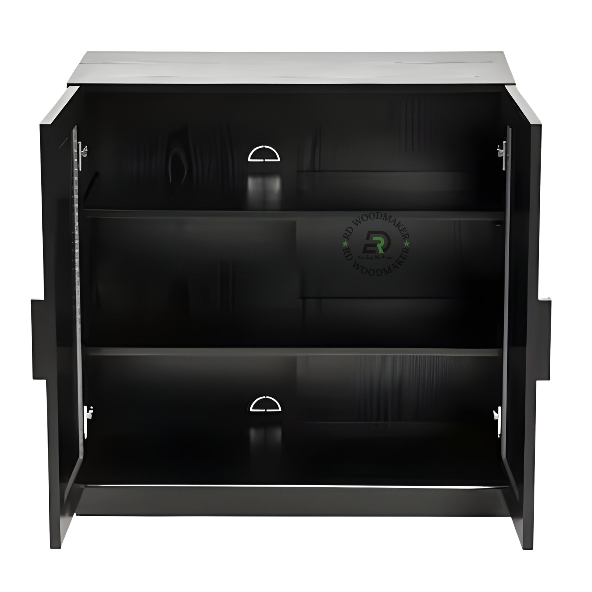 MODERN FLUTED BLACK WOODEN CABINET