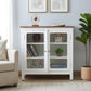 WHITE GLASS DOOR WOODEN STORAGE CABINET
