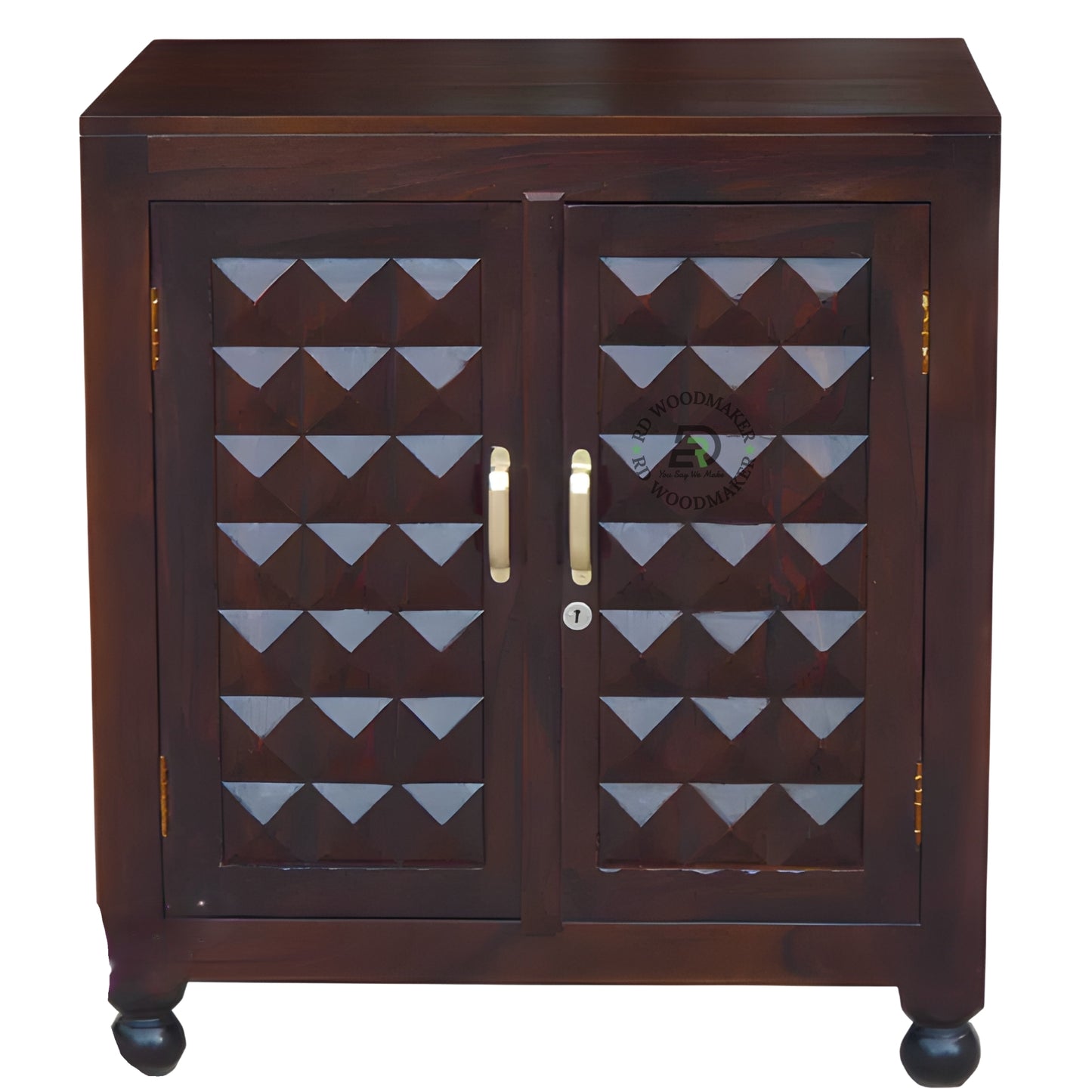 GEOMETRIC PATTERN SOLID WOOD CABINET
