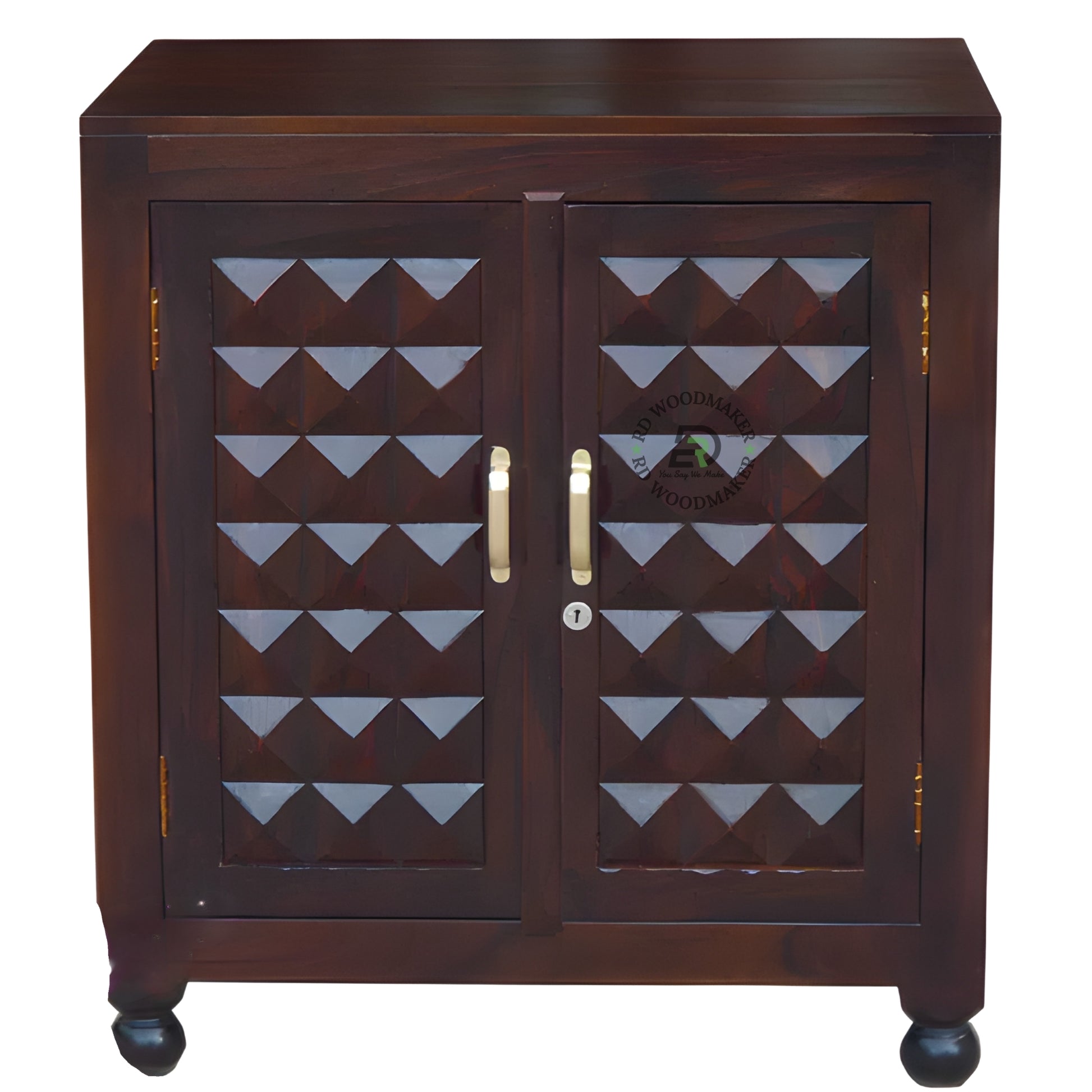 GEOMETRIC PATTERN SOLID WOOD CABINET