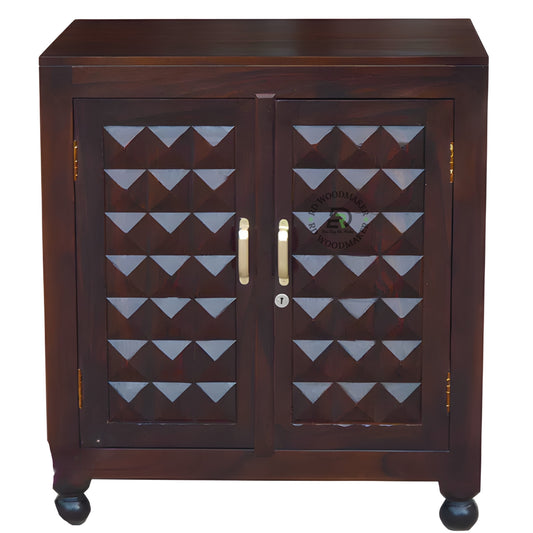 GEOMETRIC PATTERN SOLID WOOD CABINET