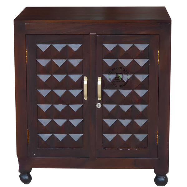 GEOMETRIC PATTERN SOLID WOOD CABINET