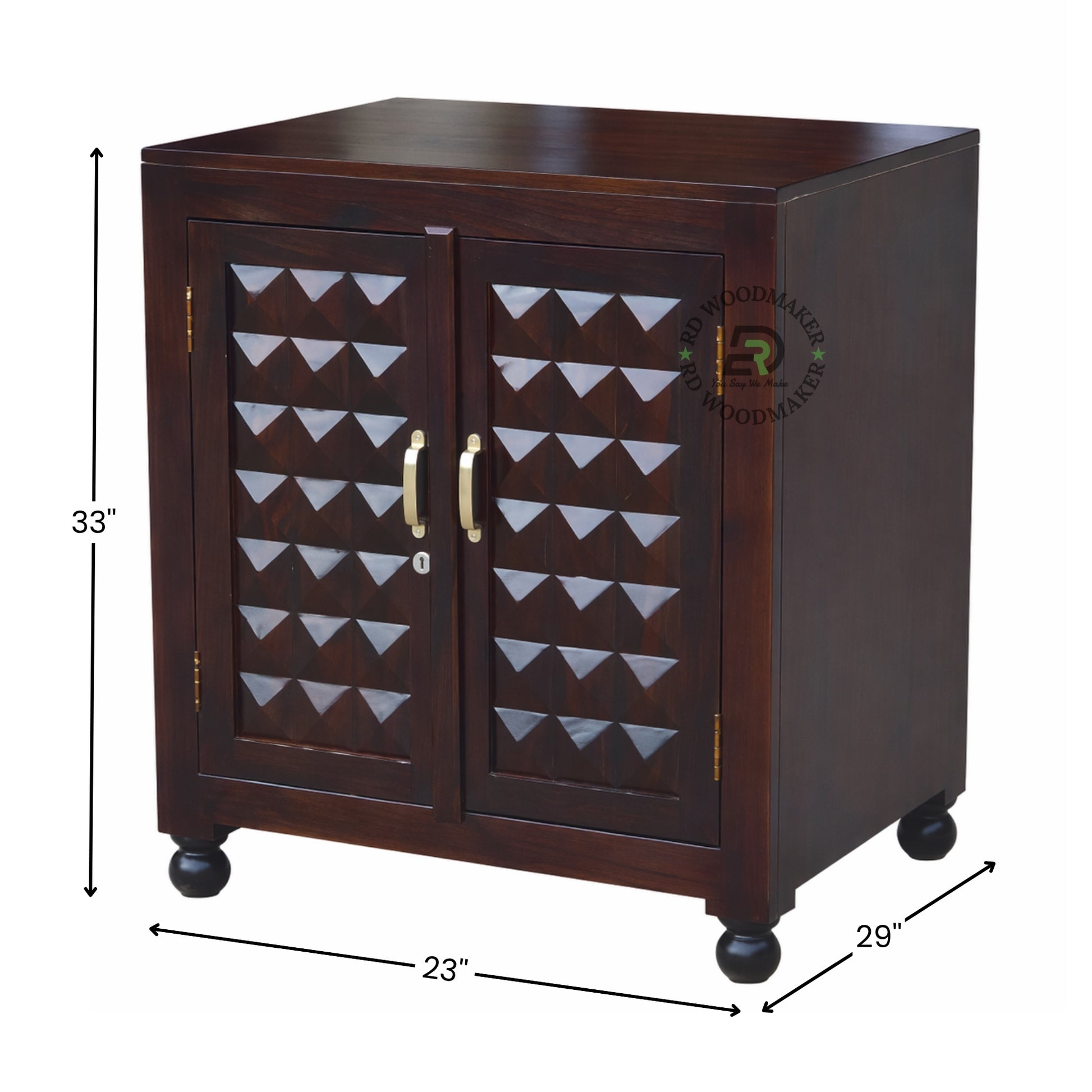 GEOMETRIC PATTERN SOLID WOOD CABINET