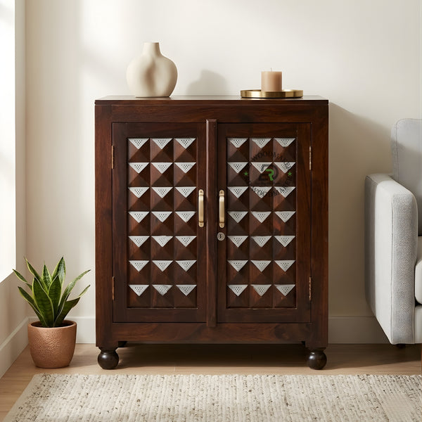 GEOMETRIC PATTERN SOLID WOOD CABINET