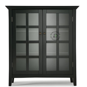 BLACK GRID GLASS DOOR DISPLAY CABINET