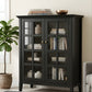 BLACK GRID GLASS DOOR DISPLAY CABINET