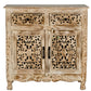 HANDCARVED VINTAGE DISTRESSED WOOD CABINET