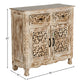 HANDCARVED VINTAGE DISTRESSED WOOD CABINET