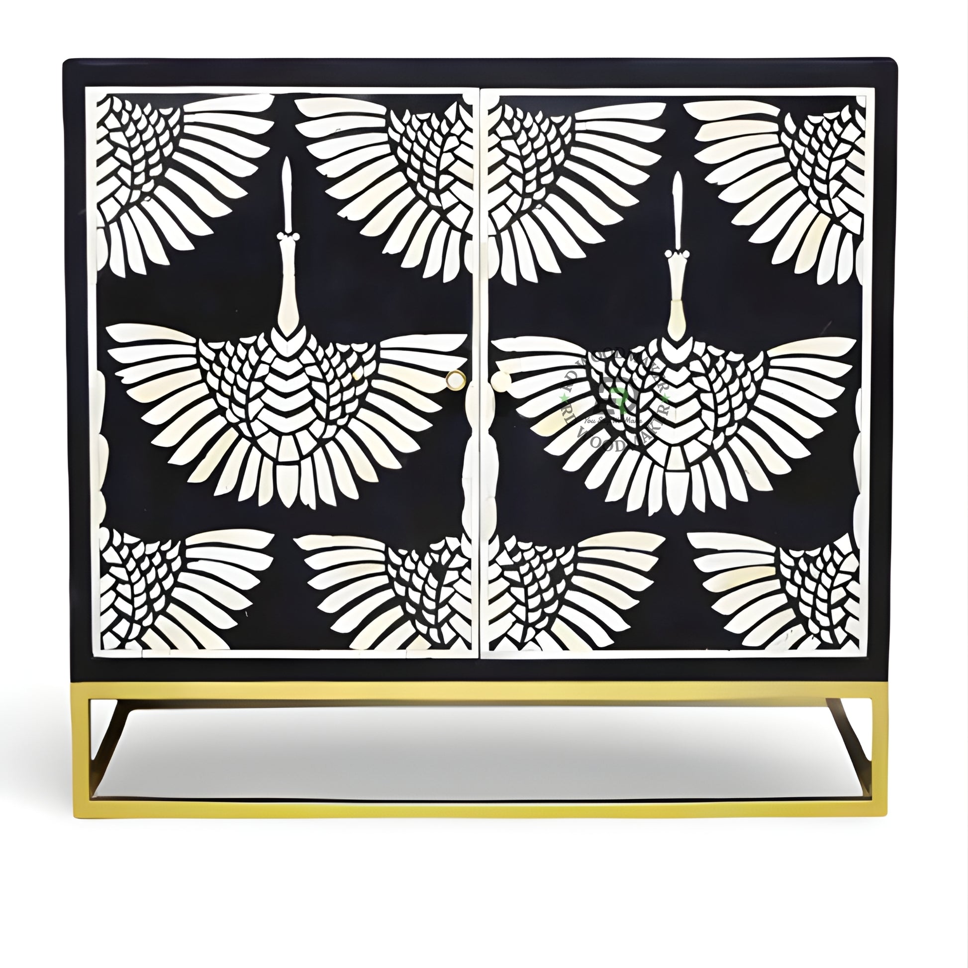 ART DECO CRANE PATTERN DESIGNER CABINET