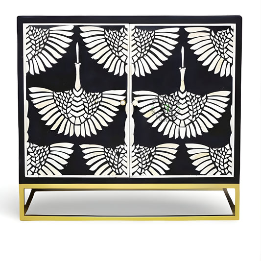 ART DECO CRANE PATTERN DESIGNER CABINET