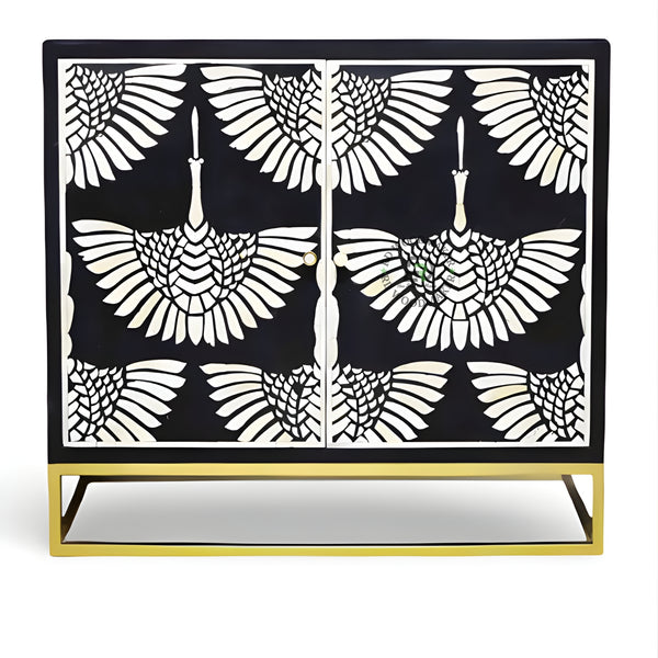 ART DECO CRANE PATTERN DESIGNER CABINET
