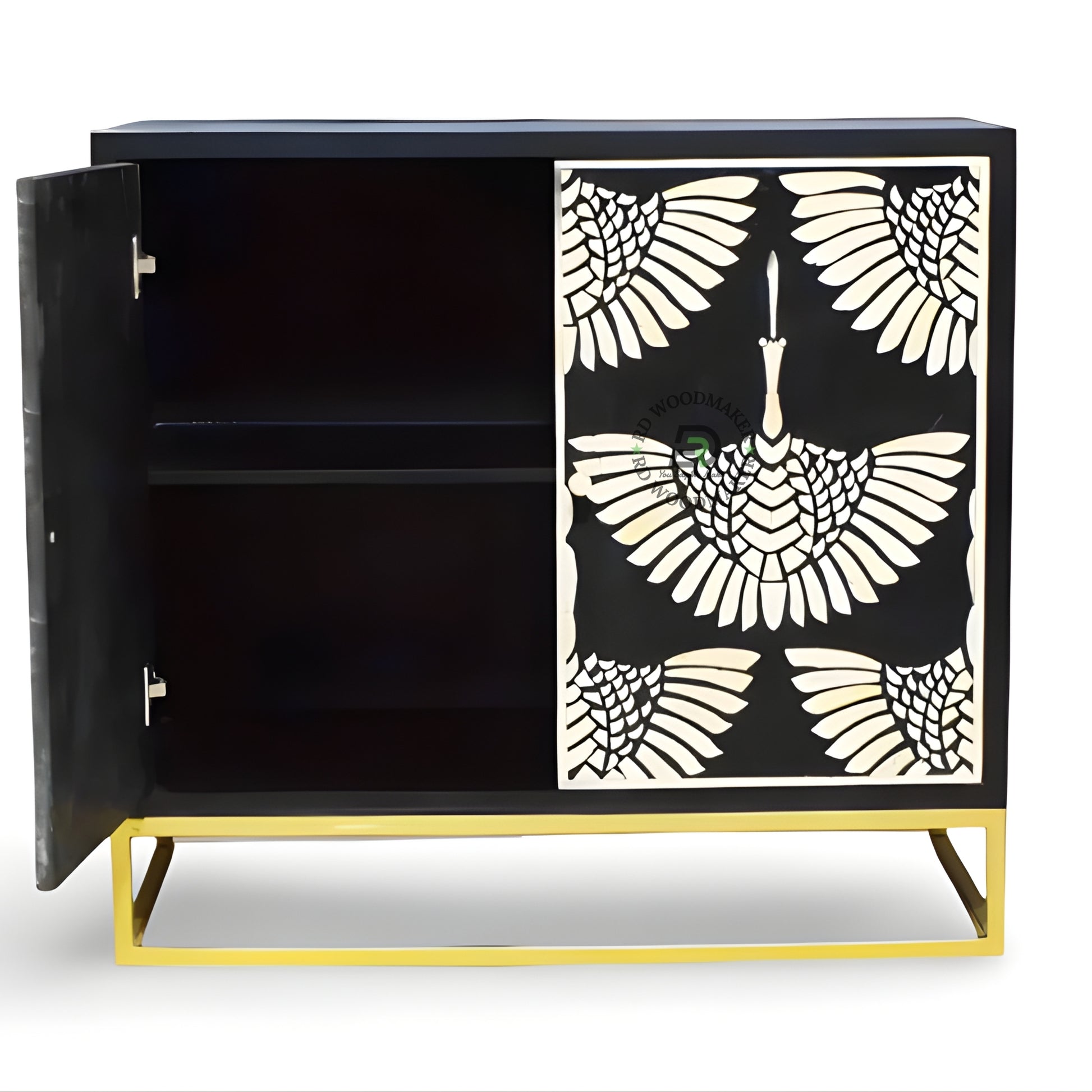 ART DECO CRANE PATTERN DESIGNER CABINET